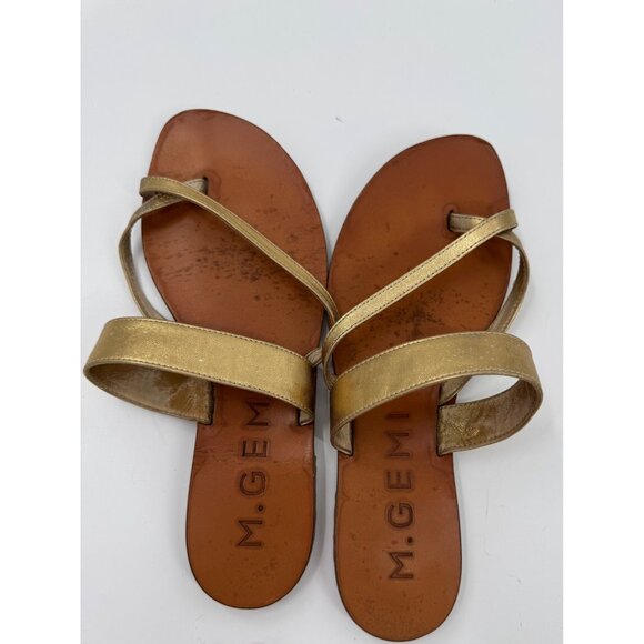 M. Gemi The Medio Metallic Gold Leather Sandals Size 40 or US 9 Flat Slip-On Mad - Picture 7 of 11